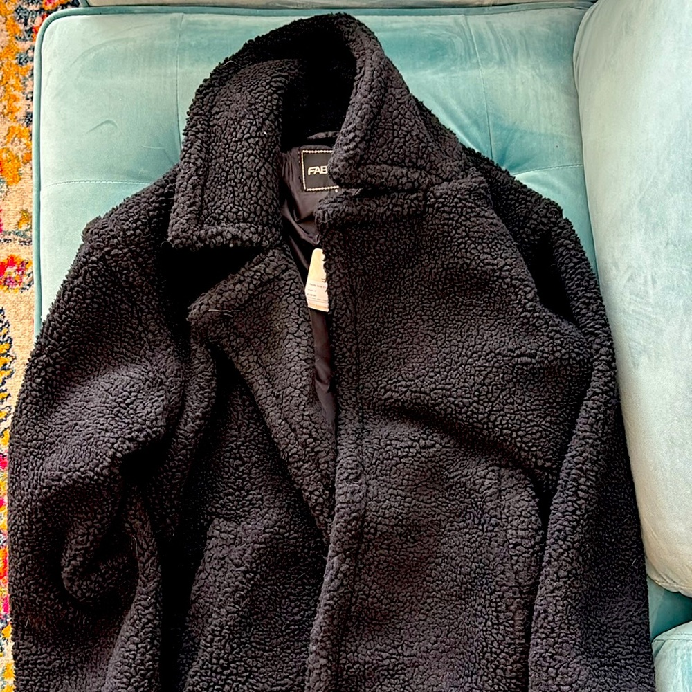 Fabletics black teddy long coat